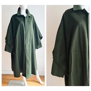 Vintage Maduson Vienna Army Green Wool Alpaca Midi Cape OS